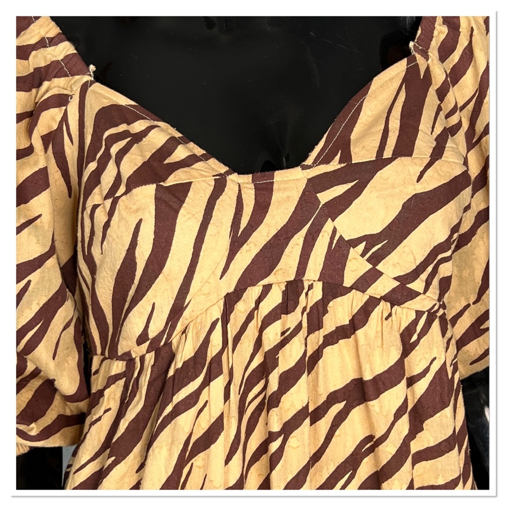 Anthropologie 100% Cotton Shell Blossom Maxi Dress - Modal Lined Sz S Brown NWT - Picture 4 of 12